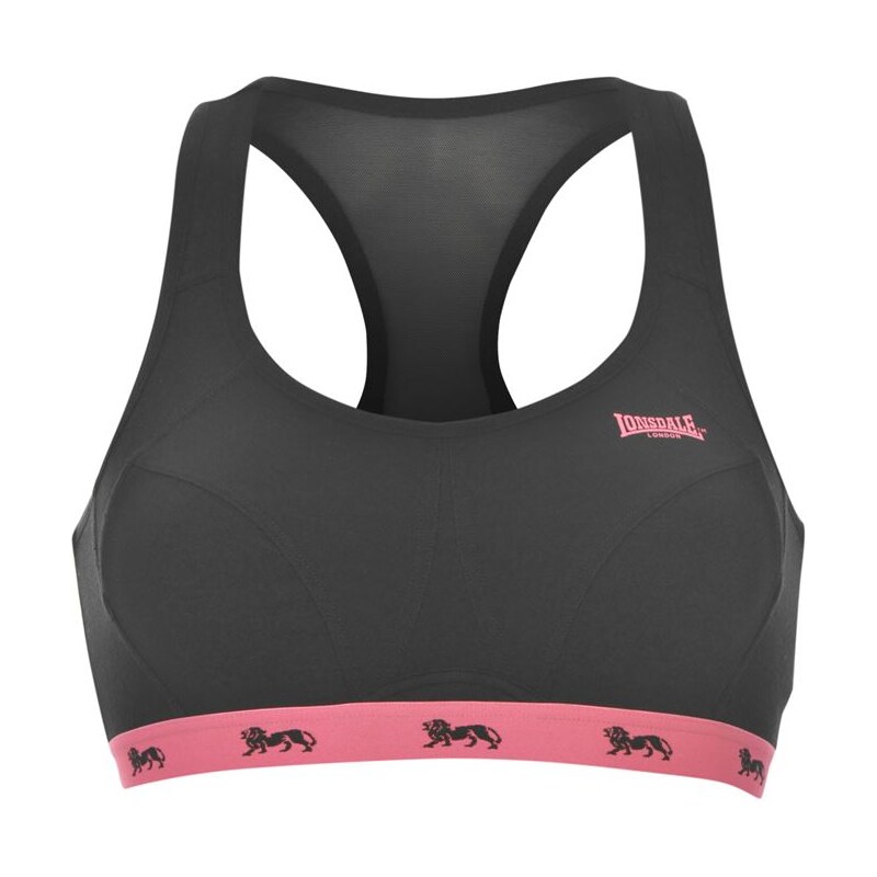Podprsenka sportovní dámská Lonsdale Crop Top Black/Fluo Pink