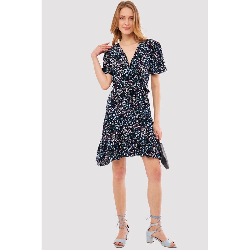 armonika Womens Navy Blue Tessera Dress Double Breasted Neck Skirt 115641654