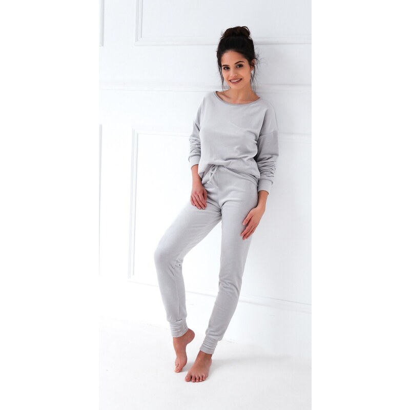 Šedé dlouhé pyžamo Sensis Silver Angora Soft Šedá 96553017