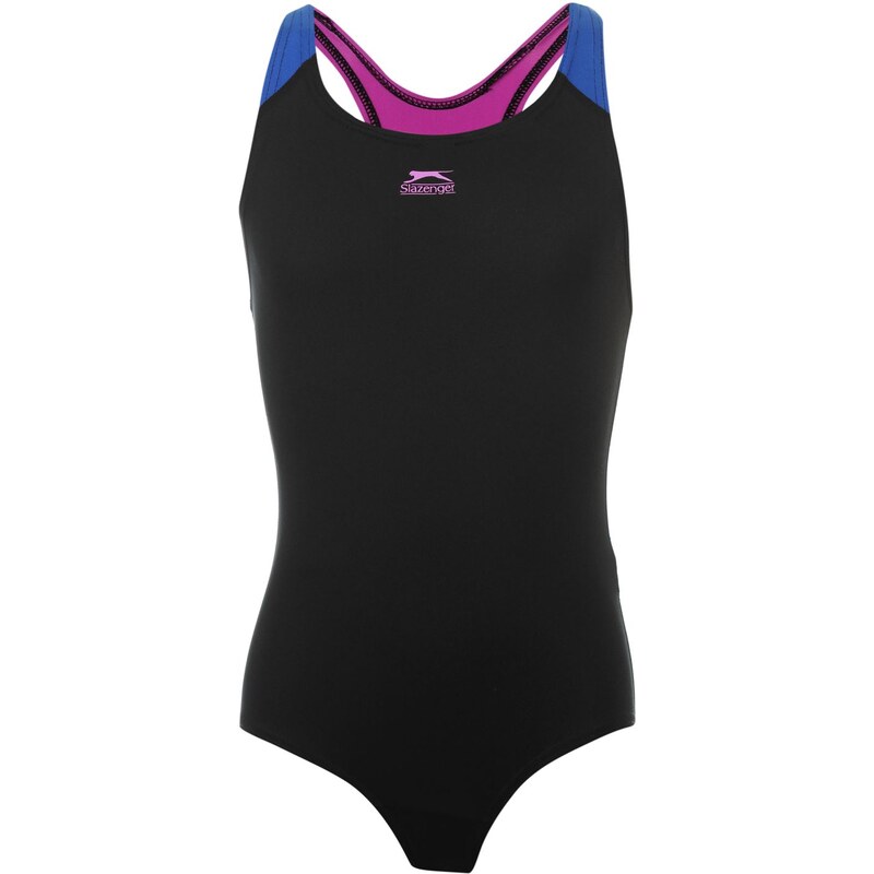 Slazenger Racer back Swimsuit Girls Blk/Blue/Purple