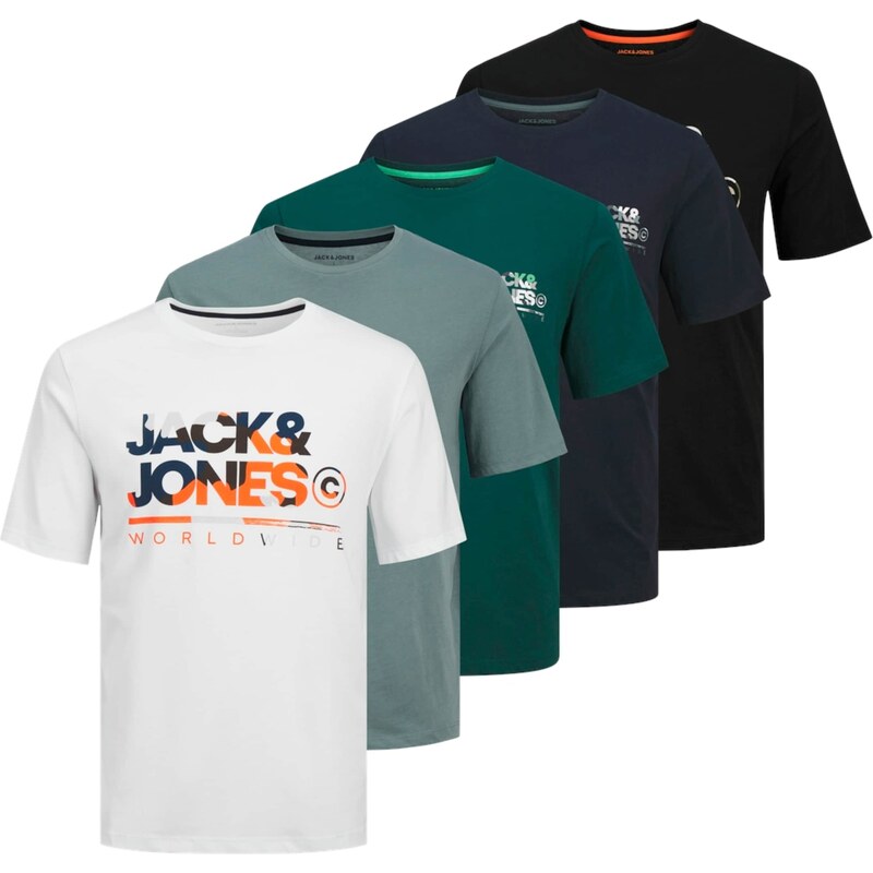 JACK & JONES Tričko JJLuke námořnická modř / tmavě zelená /