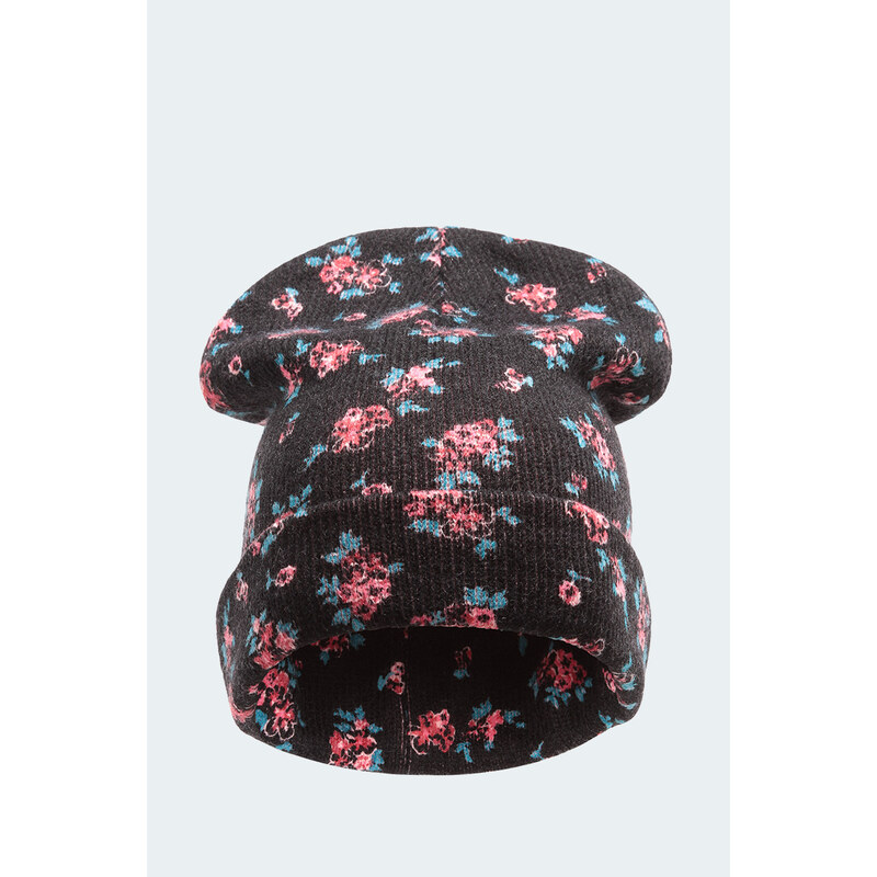 Tally Weijl Black Floral Print Beanie Hat