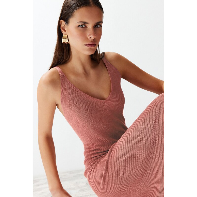Trendyol Dusty Rose Maxi Knitwear Basic Dress