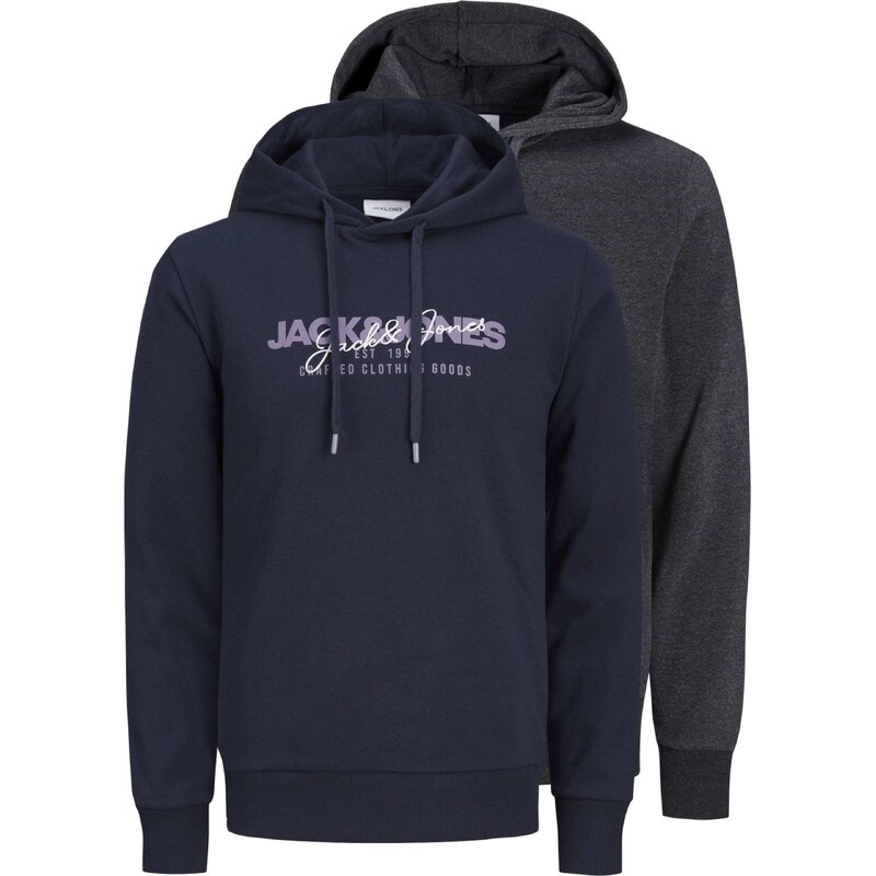 JACK & JONES Mikina JJAlvis modrá / šedý melír / fialová / bílá