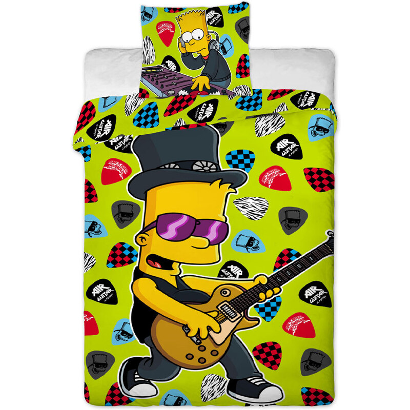 Jerry Fabrics Povlečení Bart Simpson music bavlna 140x200, 70x90 cm