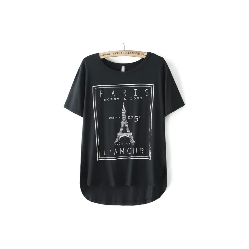 SHEIN Dámské tričko Paříž černé
