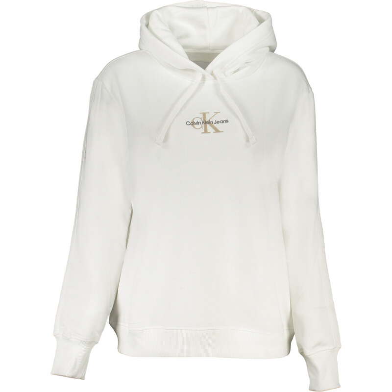 Calvin Klein Womens MONOLOGO REGULAR HOODIE Sweatshirt-White