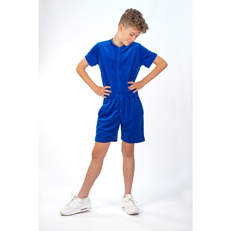 Dendy Chlapecký overal plyšový krátký Prussian Blue 97660859