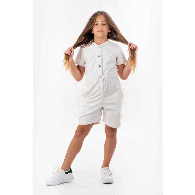 Dendy Dívčí overal plyšový krátký White 97660871