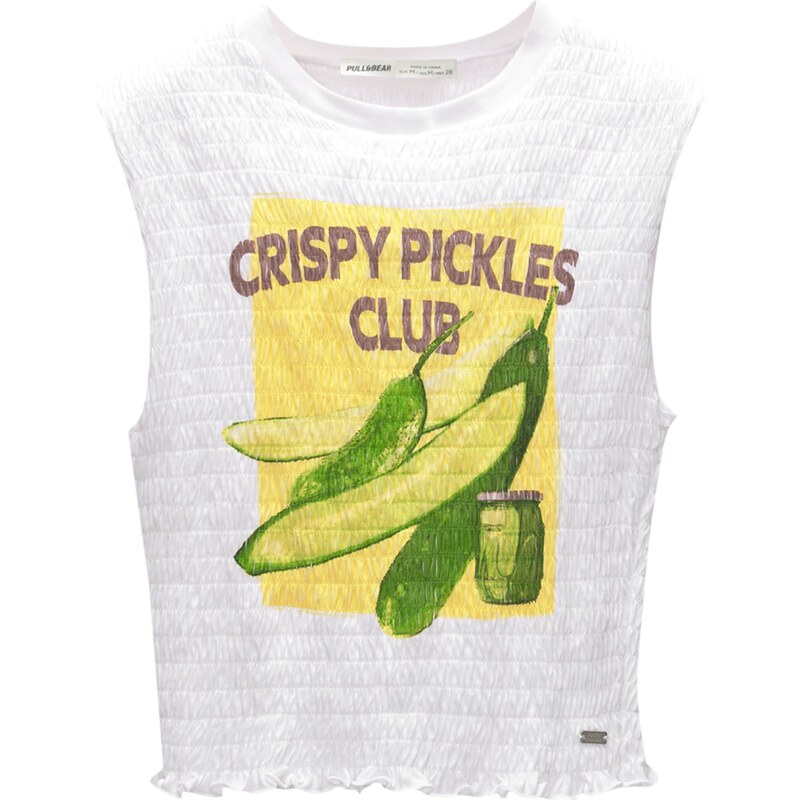 Pull&Bear Top žlutá / kiwi / bledě fialová / bílá