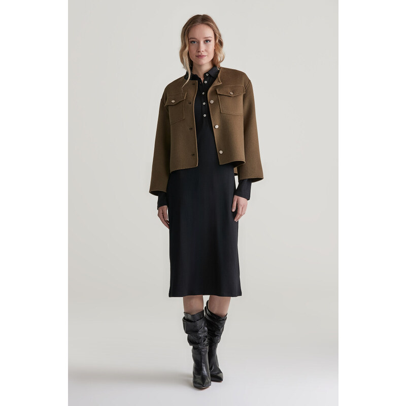 ŠATY GANT SLIM LS WOOL JERSEY DRESS BLACK