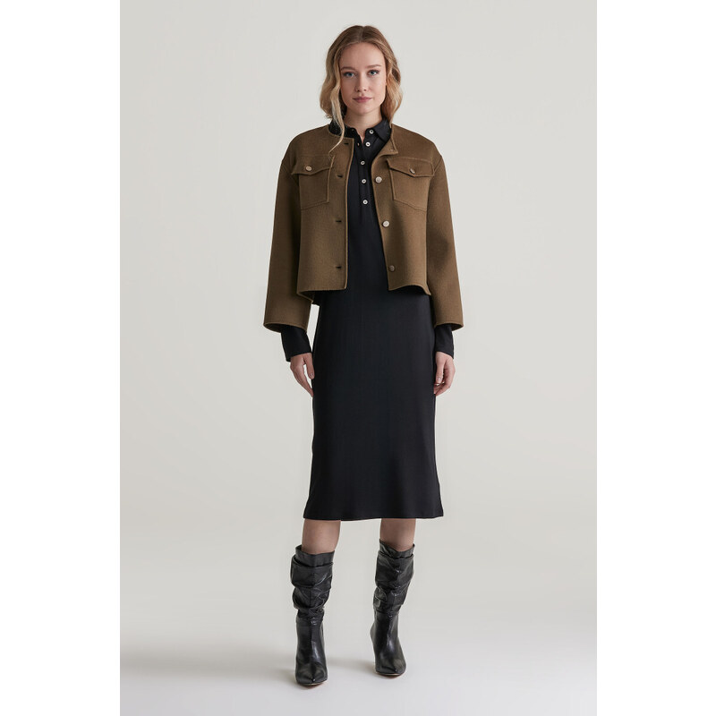 ŠATY GANT SLIM LS WOOL JERSEY DRESS BLACK
