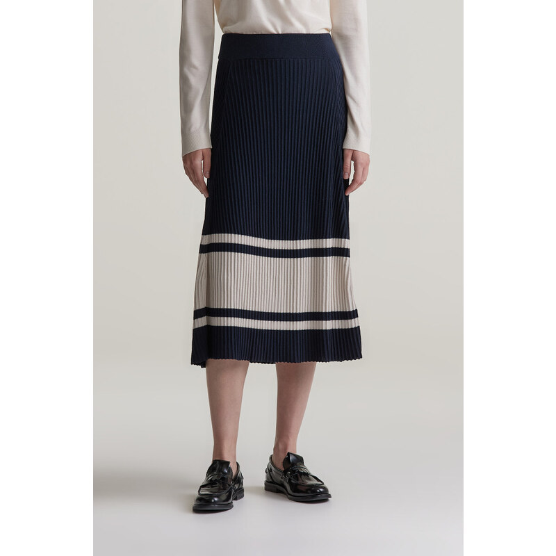 SUKNĚ GANT CONTRAST RIBBED SKIRT EVENING BLUE