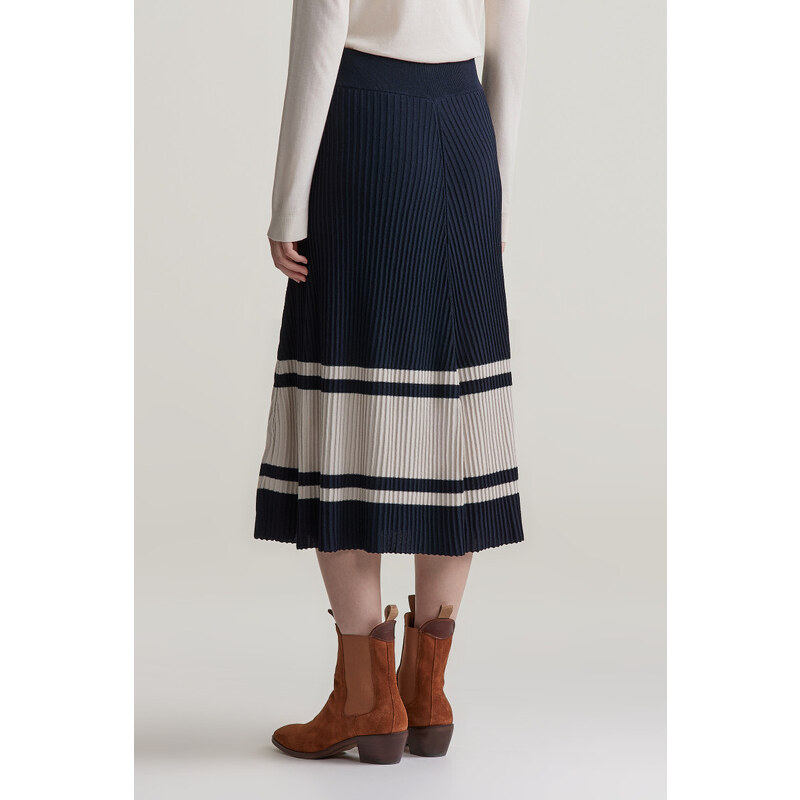 SUKNĚ GANT CONTRAST RIBBED SKIRT EVENING BLUE