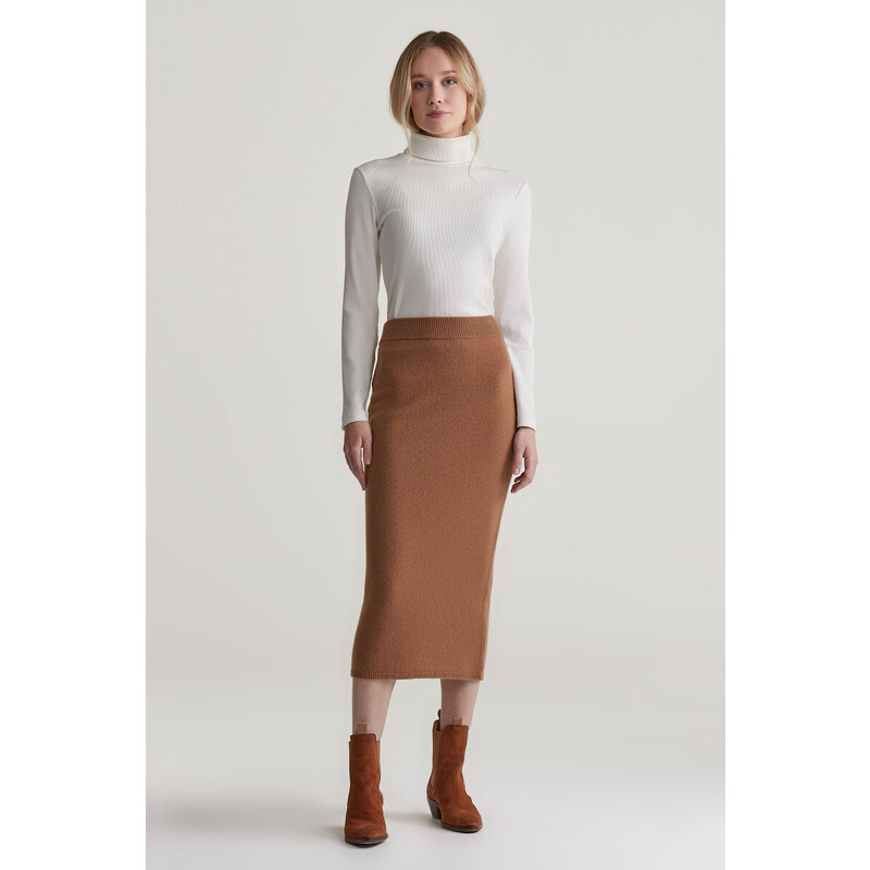 SUKNĚ GANT WOOL KNIT SKIRT CACAO