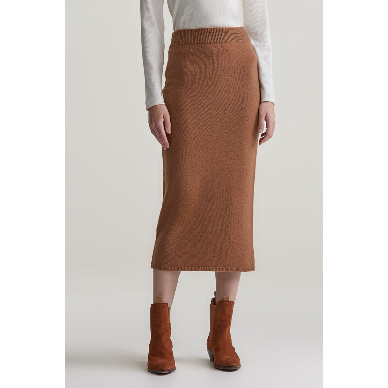 SUKNĚ GANT WOOL KNIT SKIRT CACAO