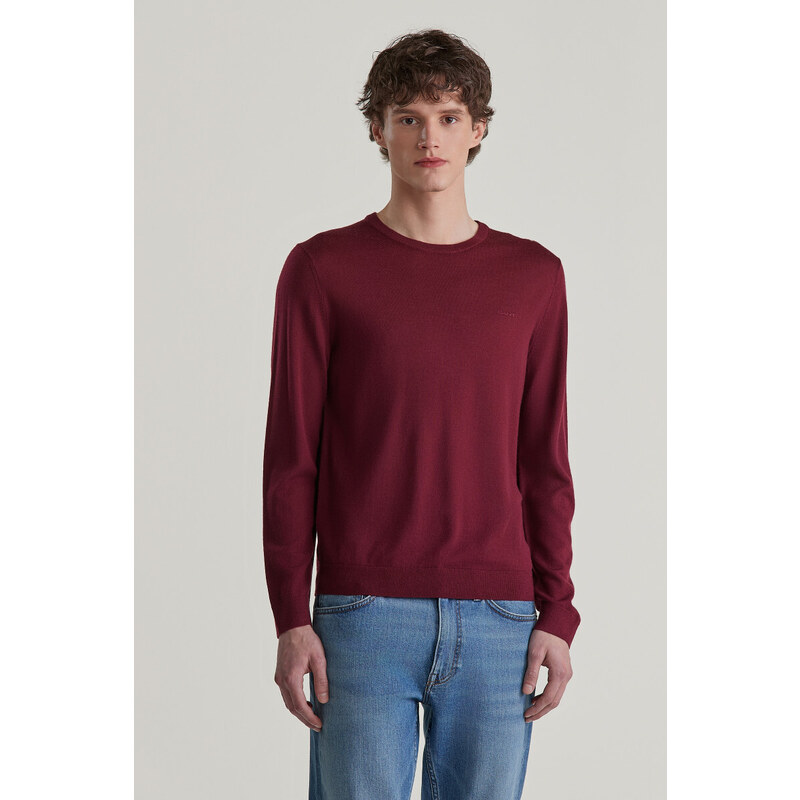 SVETR GANT EXTRAFINE MERINO WOOL C-NECK WINE RED