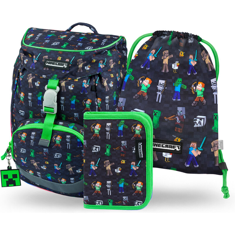 BAAGL SET 3 Airy Minecraft: batoh, penál, sáček