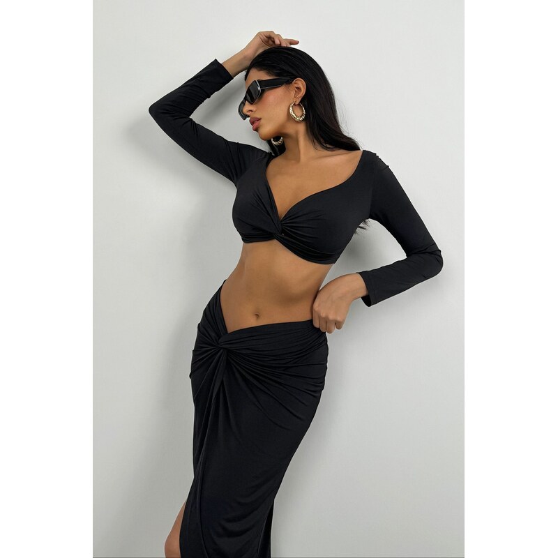 Trendyol Black Crop Knitted Blouse 115606458