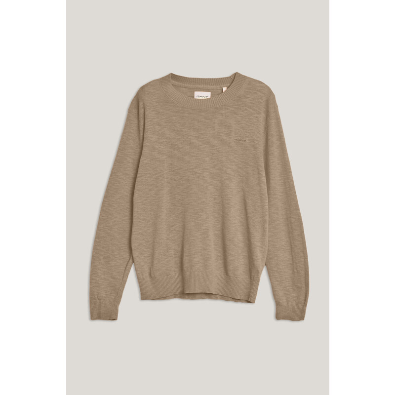 SVETR GANT COTTON LINEN C-NECK DRIED KHAKI