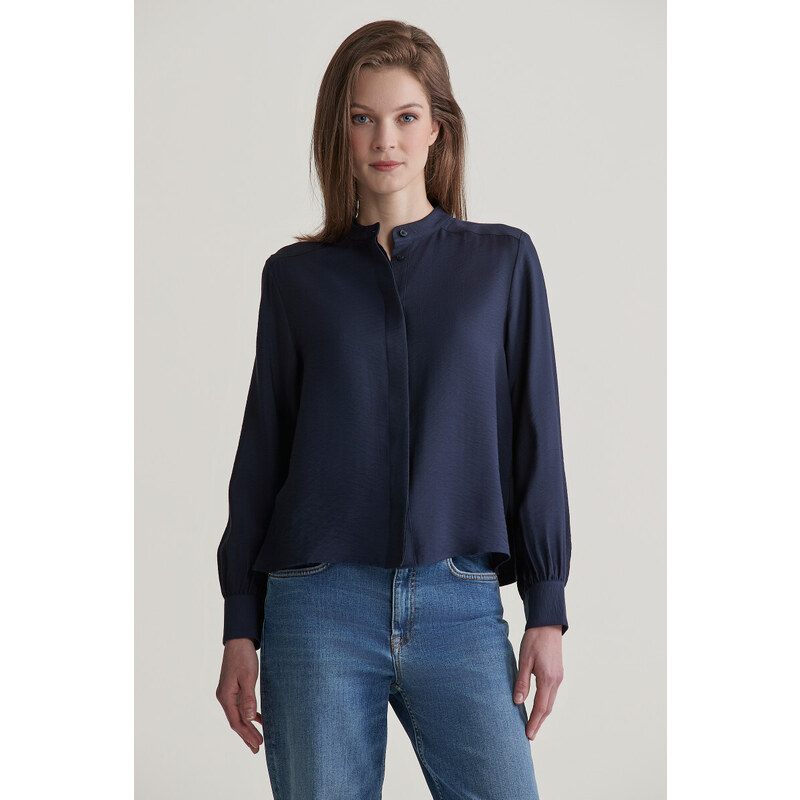 HALENKA GANT REG TEXTURE BLOUSE EVENING BLUE 97881054