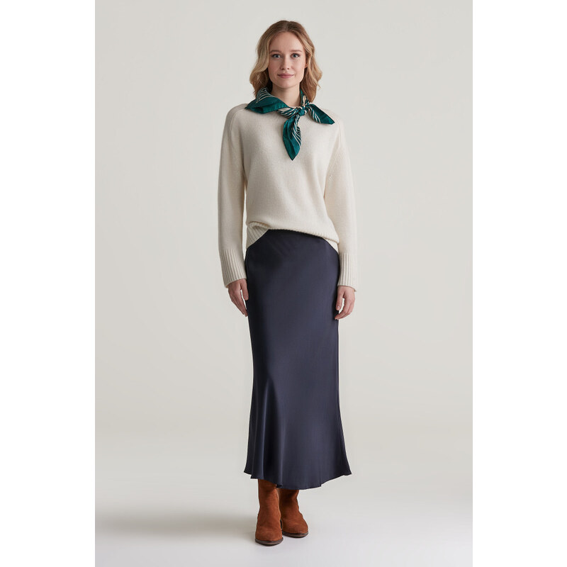 SUKNĚ GANT REGULAR A-LINE SATIN SKIRT EVENING BLUE