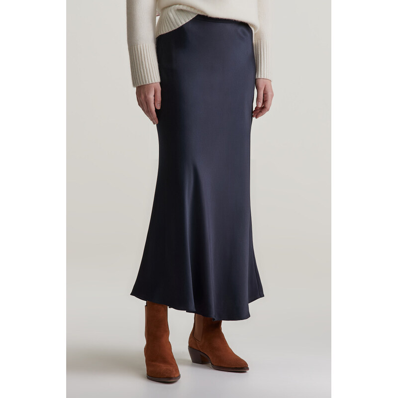 SUKNĚ GANT REGULAR A-LINE SATIN SKIRT EVENING BLUE