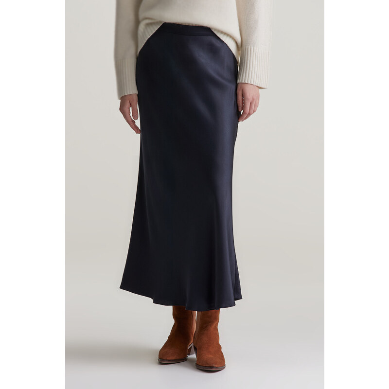 SUKNĚ GANT REGULAR A-LINE SATIN SKIRT EVENING BLUE