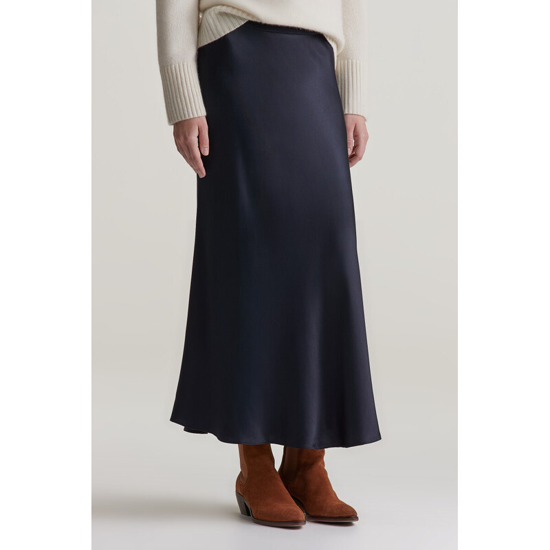 SUKNĚ GANT REGULAR A-LINE SATIN SKIRT EVENING BLUE