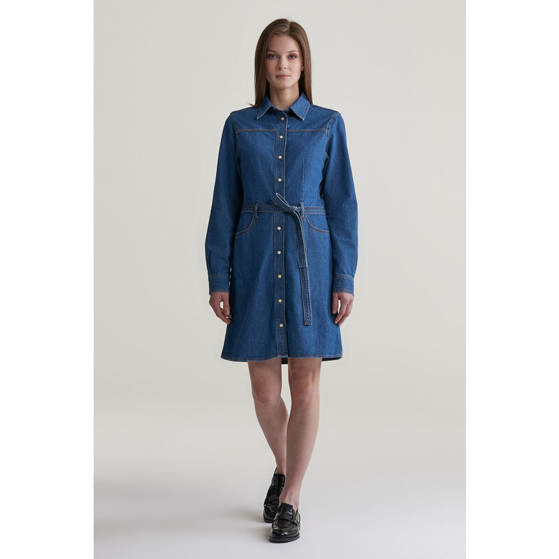 ŠATY GANT REG DENIM DRESS INDIGO 97881060