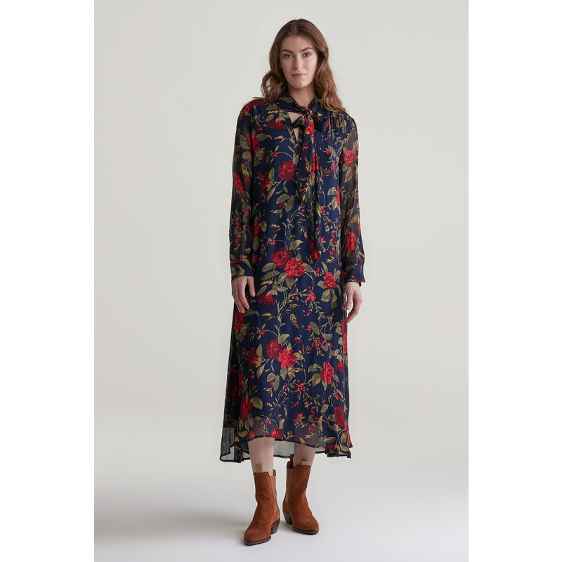 ŠATY GANT REG ROSE PRINT BOW DRESS CLASSIC BLUE