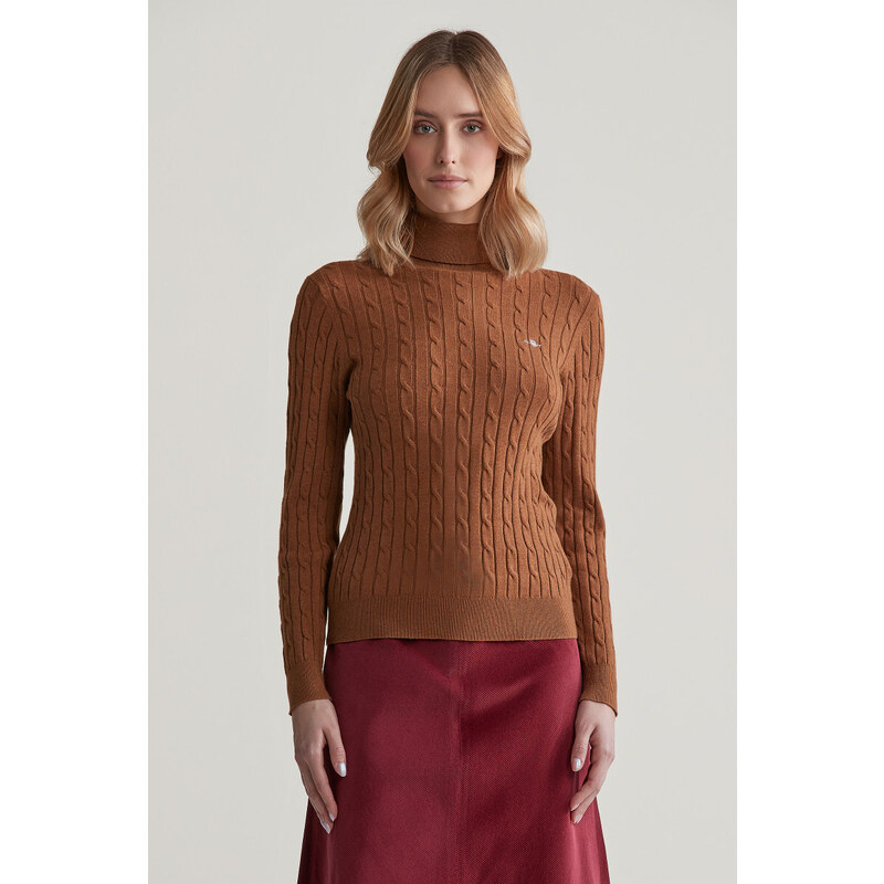 ROLÁK GANT STRETCH COTTON CABLE TURTLENECK CACAO 97881063