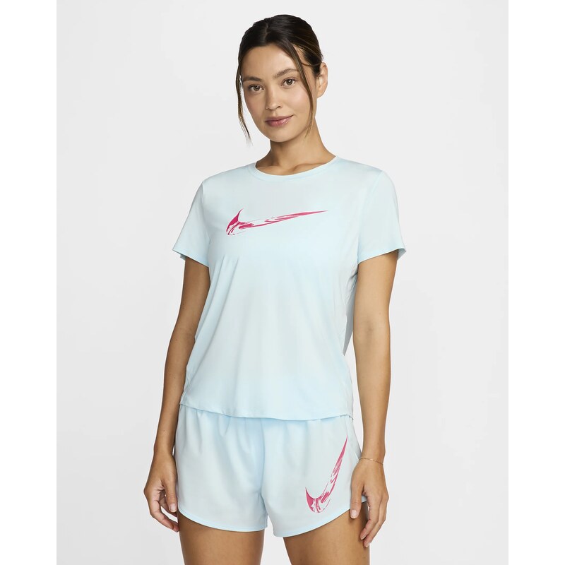 Nike One Womens Dri-FIT Short-Sleeve Graphic Running Top BLUE 97881130