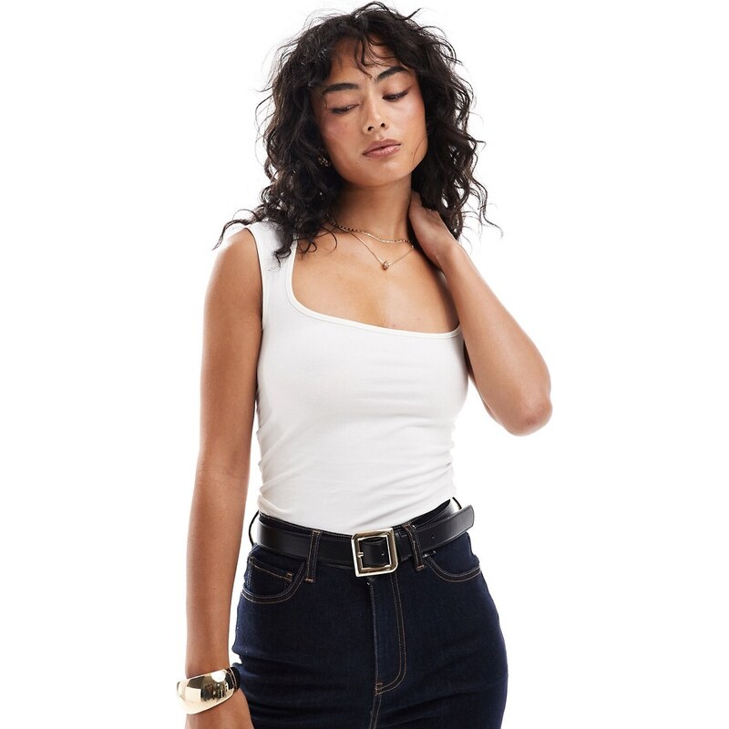 JJXX square neck top in white 114604268