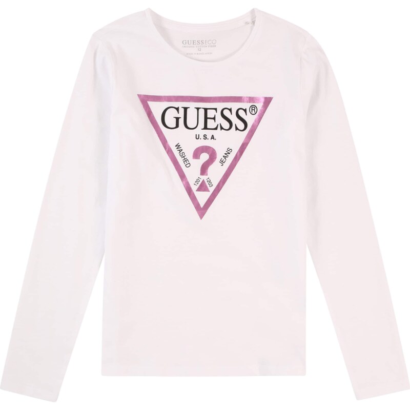GUESS Tričko tmavě růžová / černá / offwhite