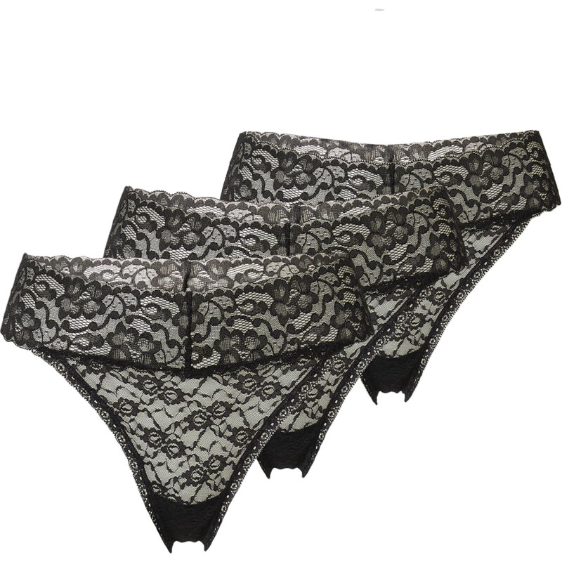 ABOUT YOU Tanga Lacey černá