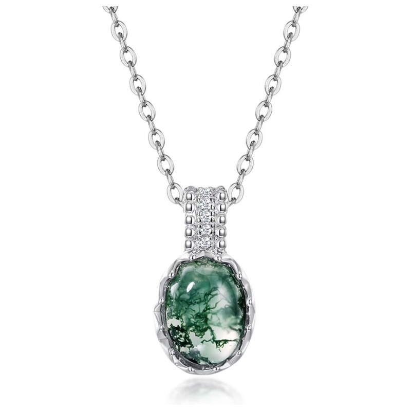 GRACE Silver Jewellery Luxusní náhrdelník Persis - MECHOVÝ ACHÁT, 97963224