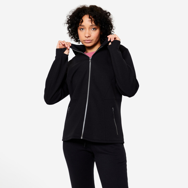 DOMYOS Dámská fitness mikina s kapucí na zip 97984327