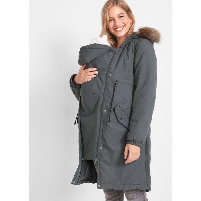bonprix Těhotenská parka 3 v 1, se vsadkou na miminko šedá Žena 114586120