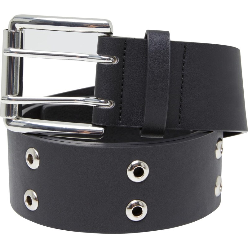 Urban Classics Pásek Double Eyelet PU Belt černý