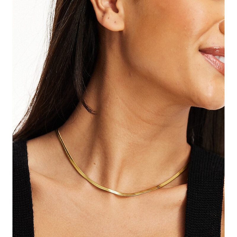 Lost Souls stainless steel 18ct gold plated flat snake chain necklace 98044763