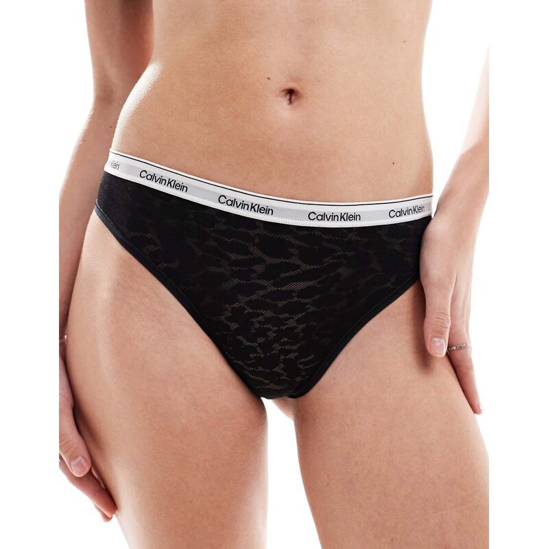 Calvin Klein Modern Logo lace Brazilian brief in black