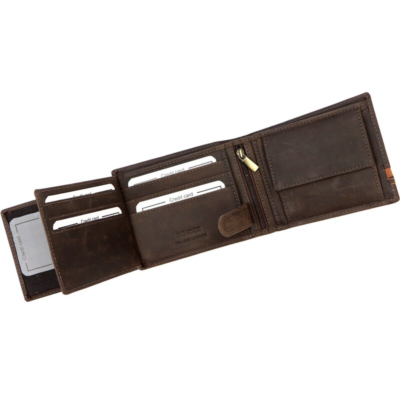 Pánská kožená peněženka Nordee BJORN N992 hnědá