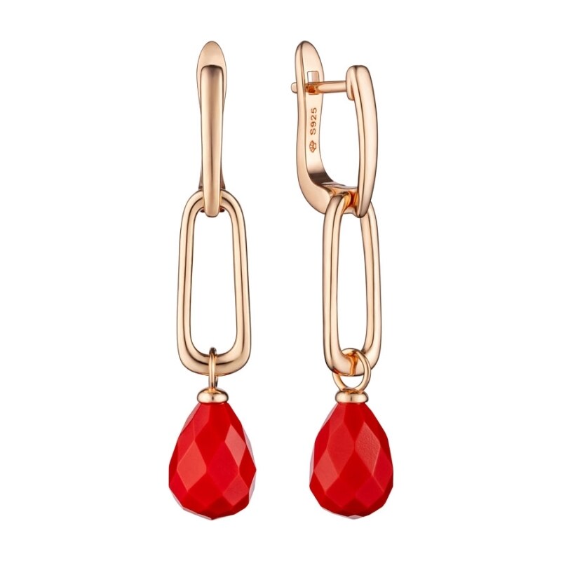 Gaura Pearls Stříbrné náušnice s korálem Salvina Gold, stříbro 925 98088313