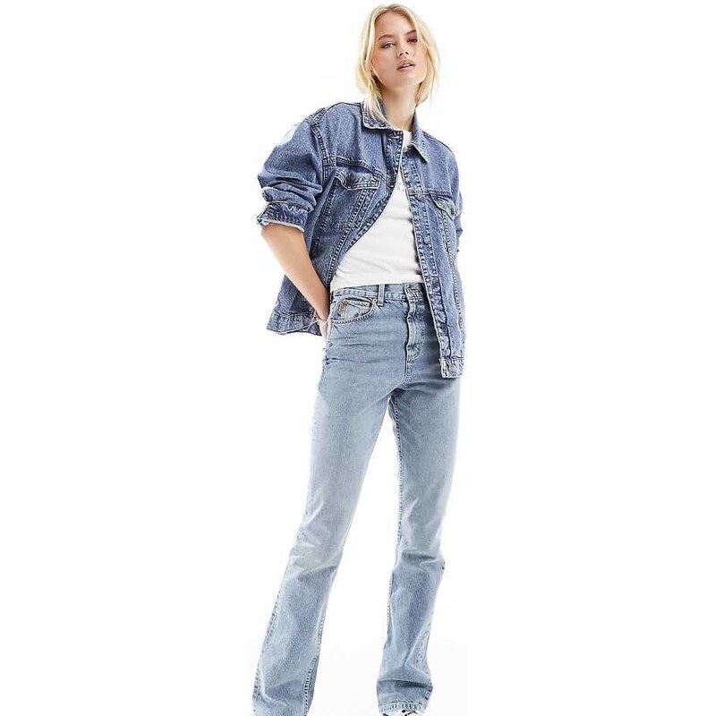 ASOS Tall ASOS DESIGN Tall mid rise straight jeans in light blue