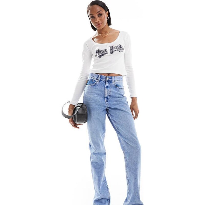 ASOS Tall ASOS DESIGN Hourglass mid rise straight jeans in blue 100090028
