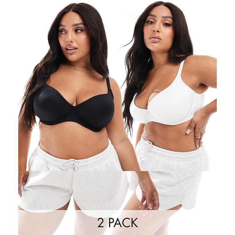 ASOS Curve ASOS DESIGN Curve 2 pack microfibre moulded t-shirt bra in 115509817