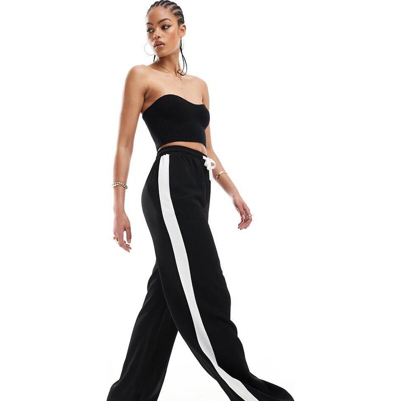 ASOS Tall ASOS DESIGN Tall pull on trousers with contrast panel in 100115247
