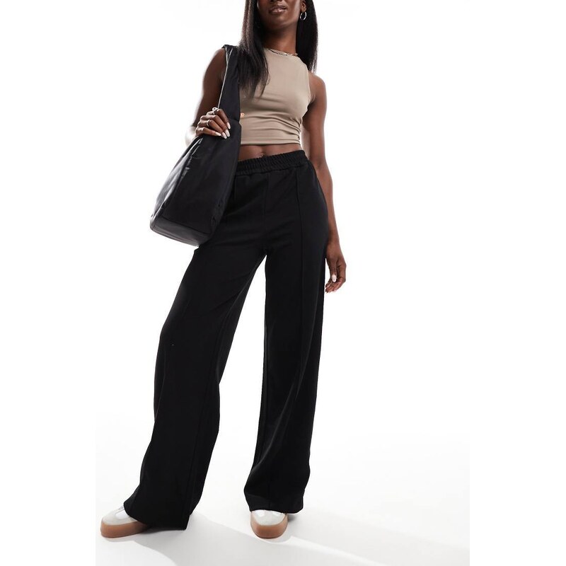 Vila pintuck wide leg trousers in black