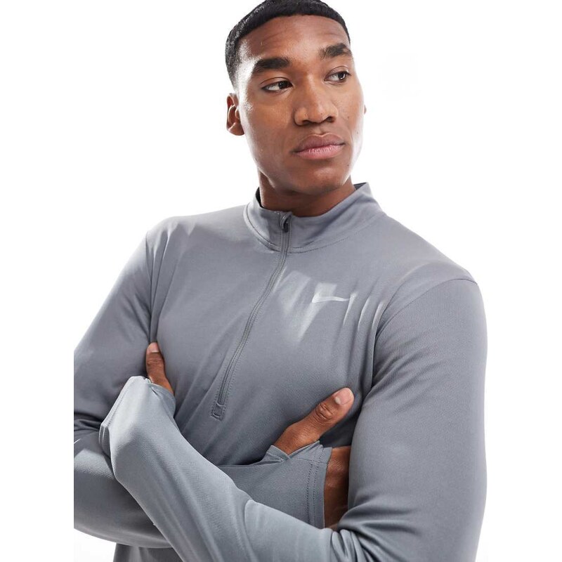 Nike Running Pacer Dri-FIT half zip long sleeve top in grey